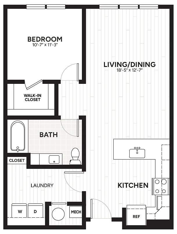 Floor plan 1 Bed/1 Bath-A4-A
