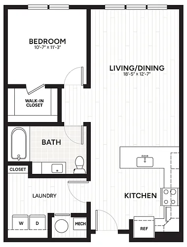 Floor plan 1 Bed/1 Bath-A4-A