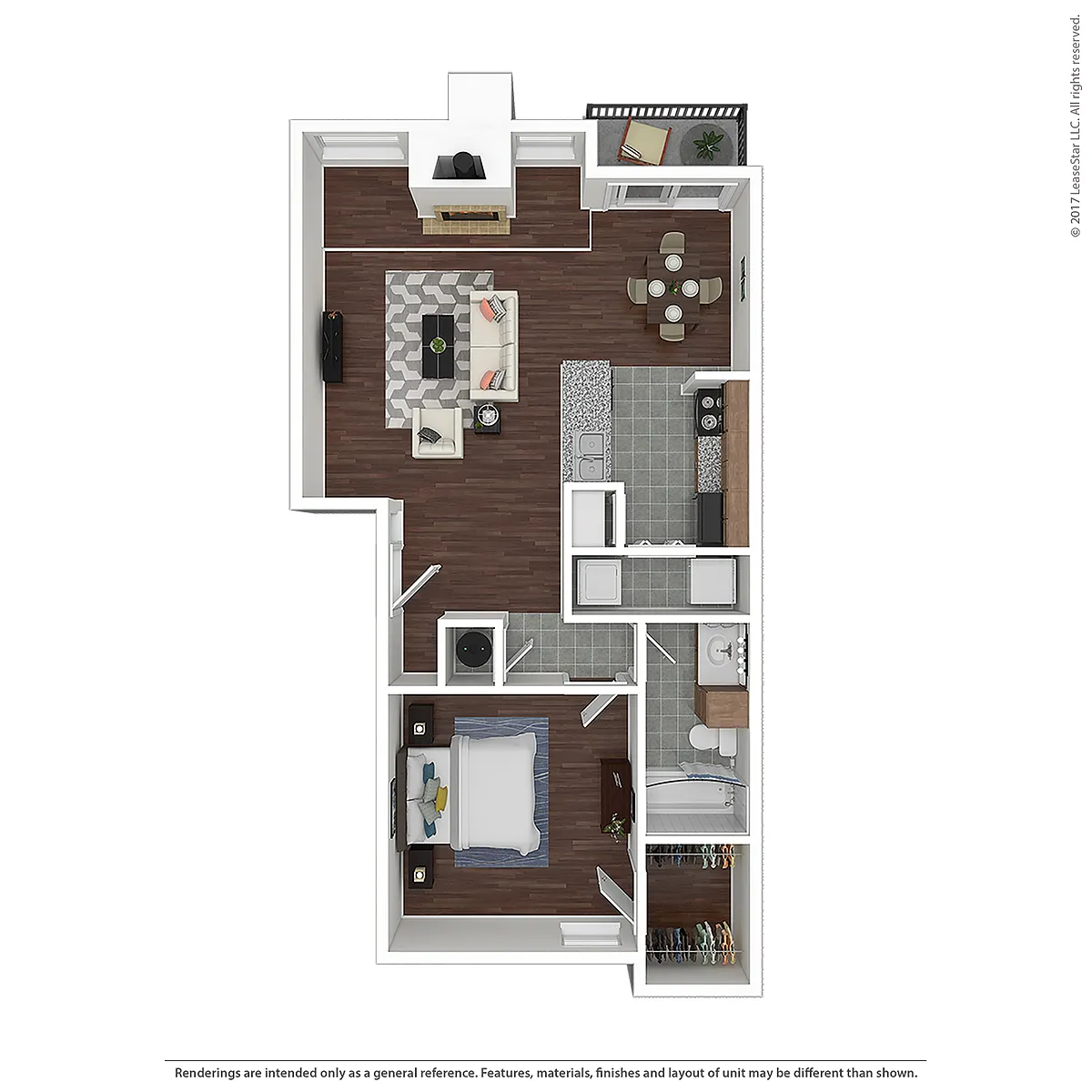 Floor plan 1 Bed 1 Bath - 710 sqft
