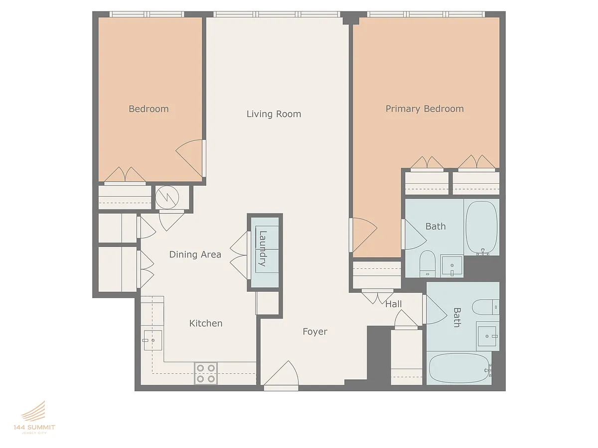 Floor plan Two Bed Two Bath - 04 Line