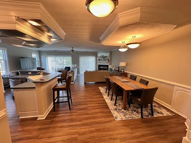 Open floor plan dining-living space