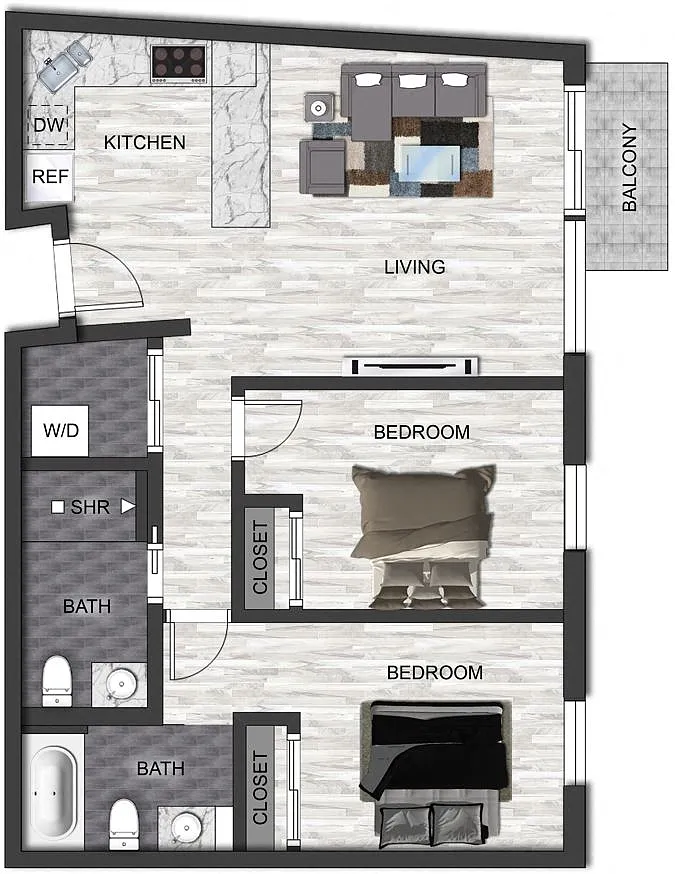 Floor plan 2 Bedroom 2 Bathroom