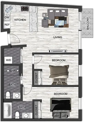 Floor plan 2 Bedroom 2 Bathroom