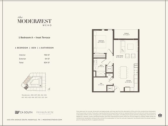 Modernest WeHo 1 Bedroom A - Inset Terrace