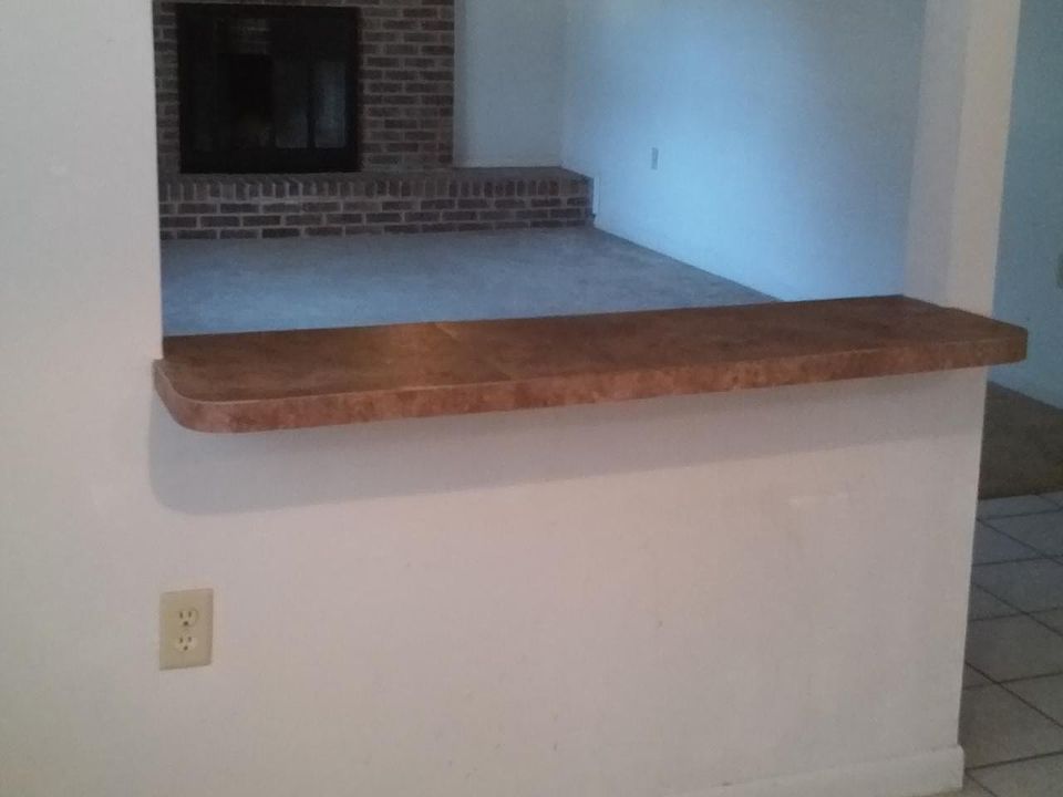 Dining area looking into living room