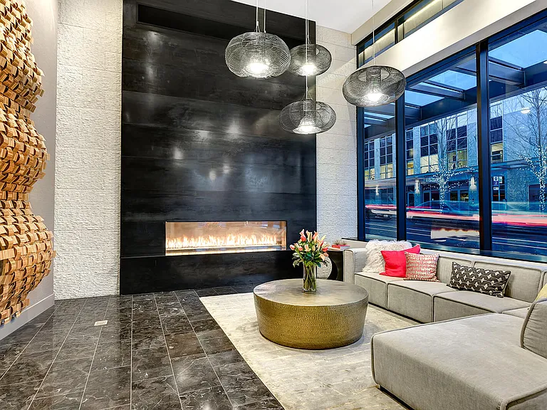 The lobby welcomes residents and guests