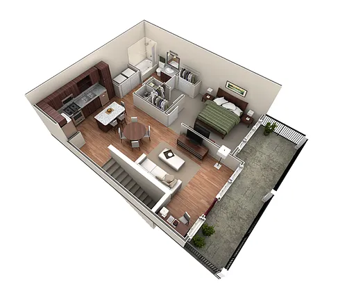 Floor plan 1 BR Designer Overlook