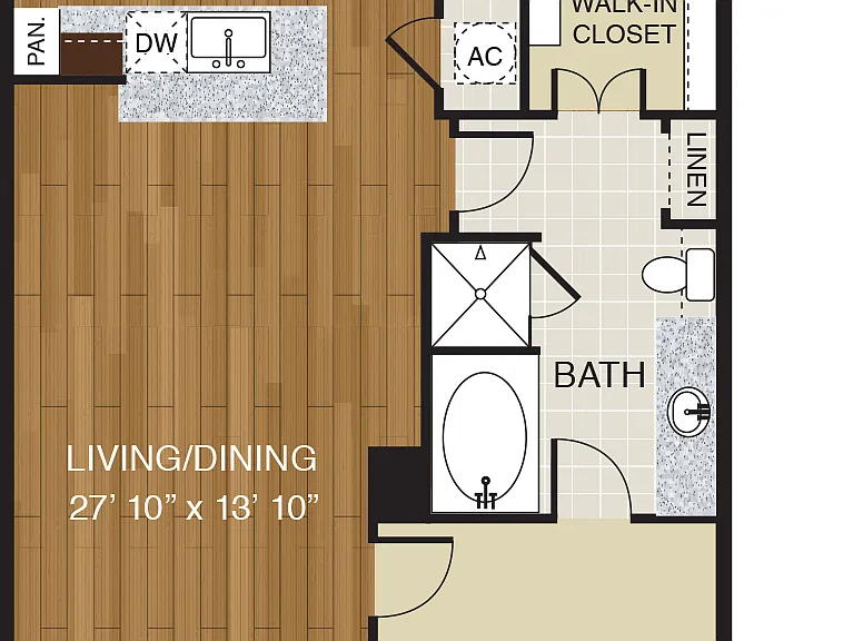 WaterWall Place - A7 - 1 Beds - 1 Baths - 1099 Sq. ft.
