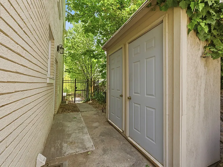 Private outdoor storage on the side of the house.