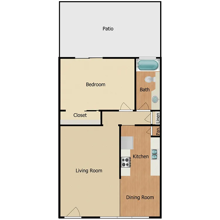 Floor plan 1 Bed 1 Bath A