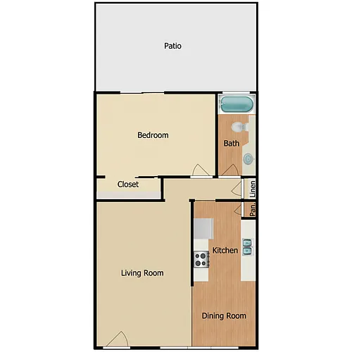 Floor plan 1 Bed 1 Bath A