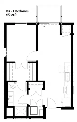 Floor plan B3 - 1 Bedroom
