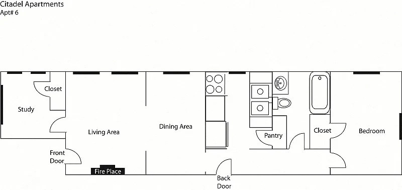 Floor plan The Citadel - One Bedroom + Den