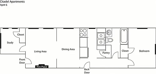 Floor plan The Citadel - One Bedroom + Den