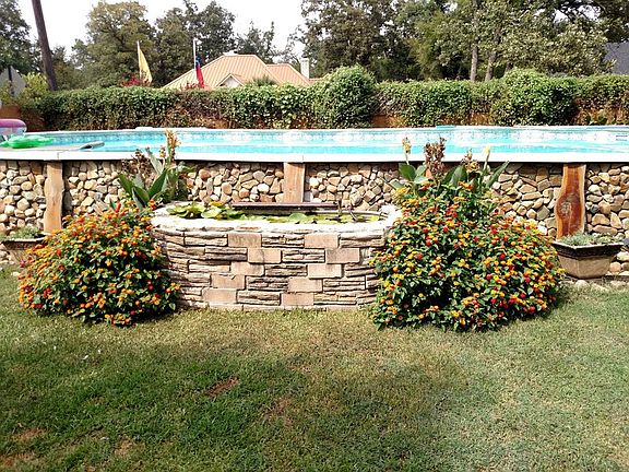 42' x 21' x 4.5' sport pool w/ntrl stone : Saltwater sport and game pool w/2 skimmers, sand filter, 