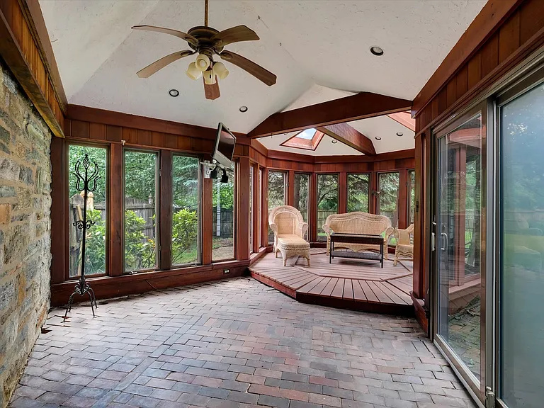 Solarium with brick flooring