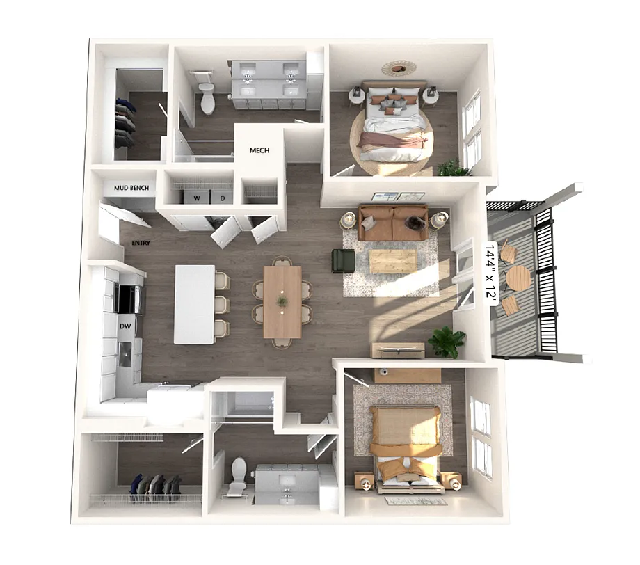 Floor plan B4-1397sf-nodim-458-556