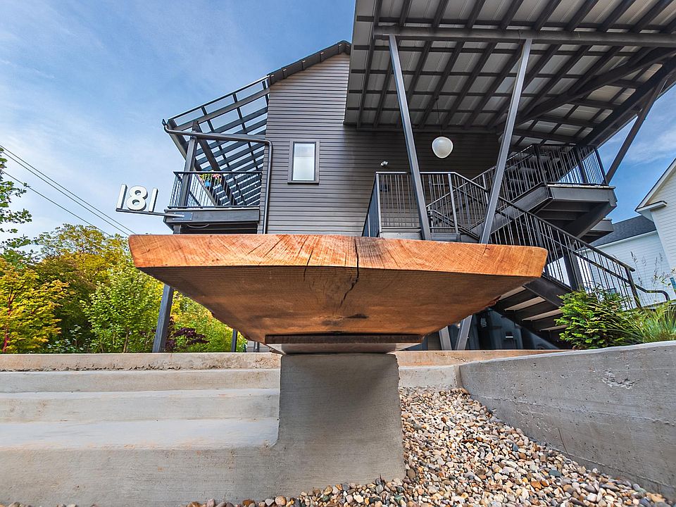 oak benches harvested onsite! fly cantilevered roof