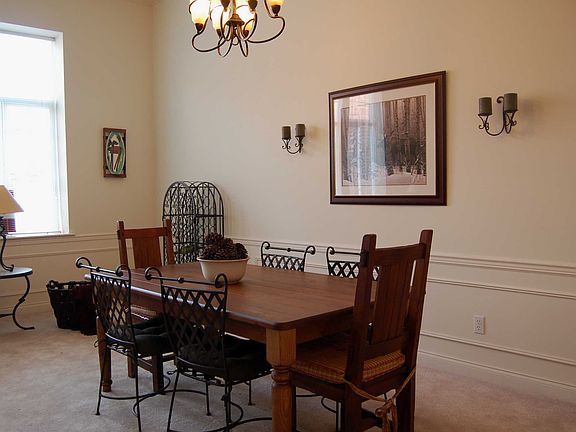 The dining room is large enough for holiday gatherings. 