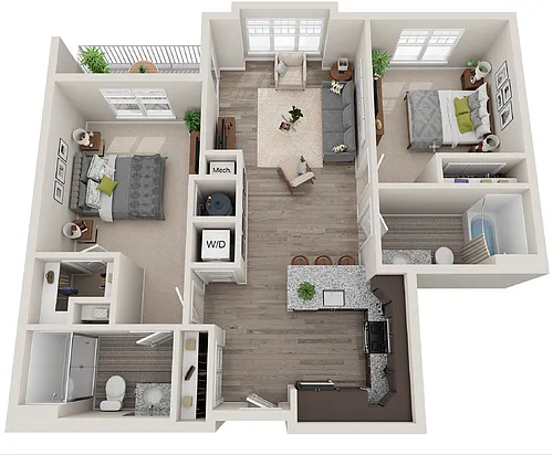 Floor plan Type G - Two Bedroom