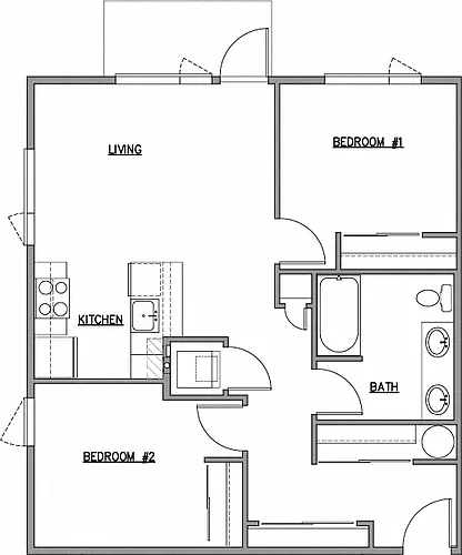 Floor plan 2 Bed 1 Bath A