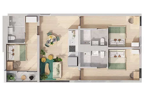 Floor plan Private Bedroom - Shared 3 Bed 3 Bath