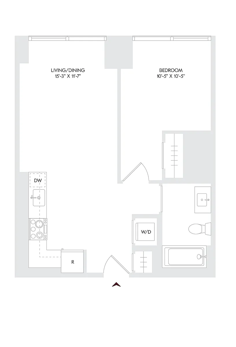Floor plan 1 Bed 1 Bath D