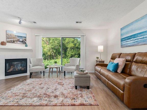 Living Room with corner fireplace