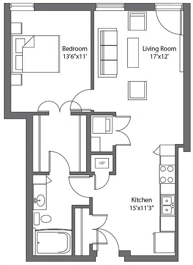 Floor plan Bottlehouse Loft 253