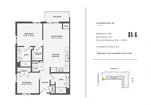 Floor plan 2 Bedroom Unit - B4