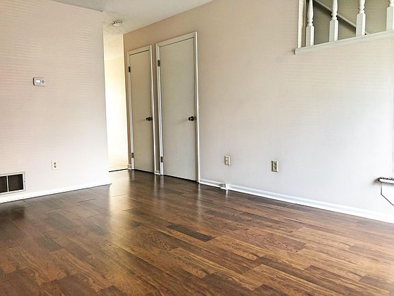 Living room with wood look floors