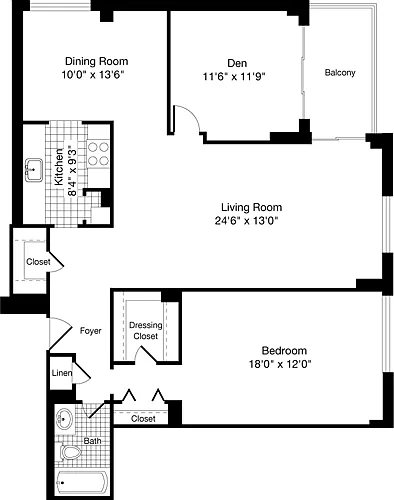 Floor plan 1 Bedroom HH