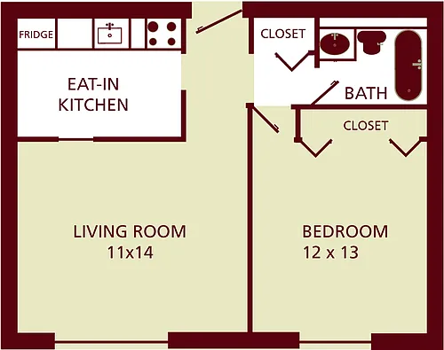 Floor plan 1BR Regular