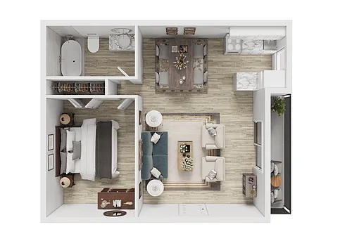 Floor plan One Bedroom One Bath