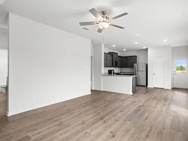 The kitchen, dining room and family room are all connected in the Hawthorn.