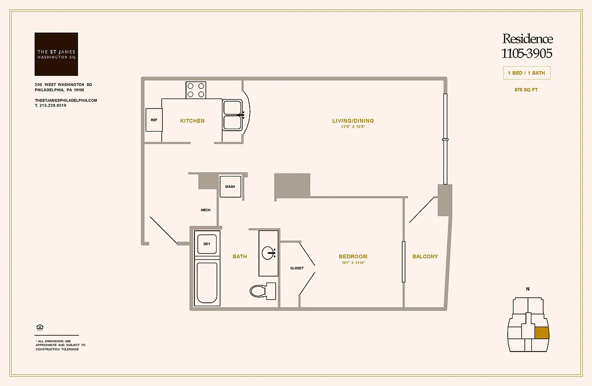Floor plan 1 Bed 1 Bath A1