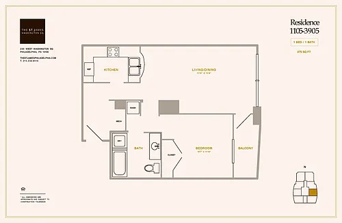 Floor plan 1 Bed 1 Bath A1