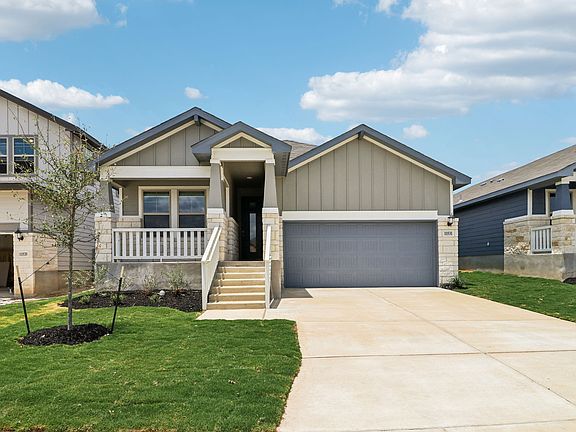 Front exterior of the Hughes floorplan at a Meritage Homes community.