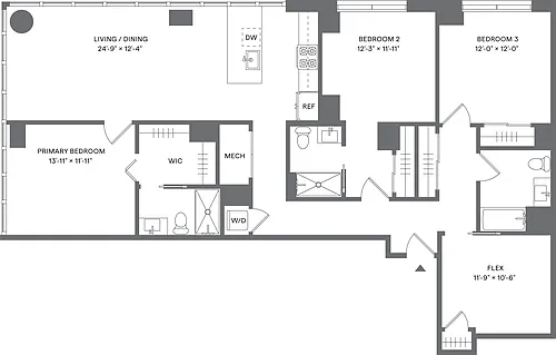 Floor plan 3 Bed/3 Bath_C3D