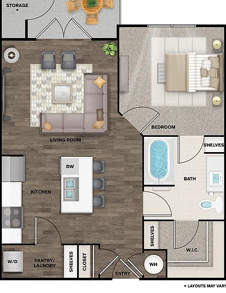 1 Bed/1 Bath - 673 sq ft