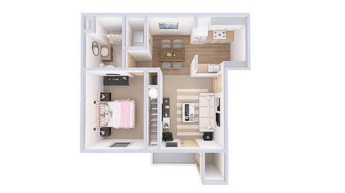 Floor plan 1 Bedroom, 1 Bath