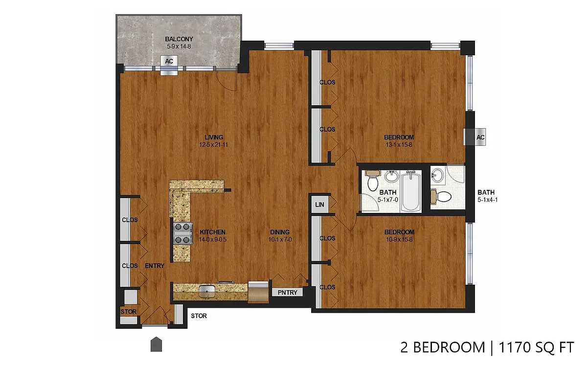 Floor plan The Shores - Two Bedroom (E)