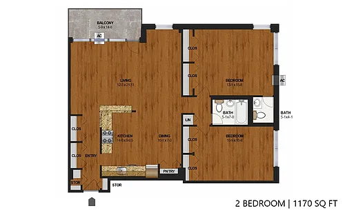 Floor plan The Shores - Two Bedroom (E)