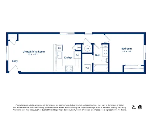 Floor plan 1x1 - 603 sqft - A1