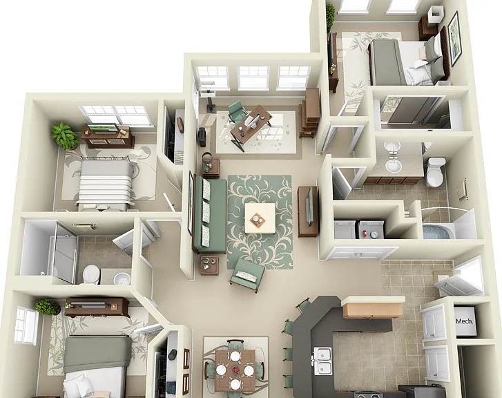 Arbor Glen Apartments - Tuscany - 2 Beds - 2 Baths - 1274 Sq. ft.