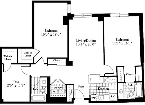 Floor plan 2 Bedrooms BB