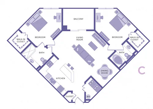 Floor plan 2 Bedroom 2 Bath Plan C Market