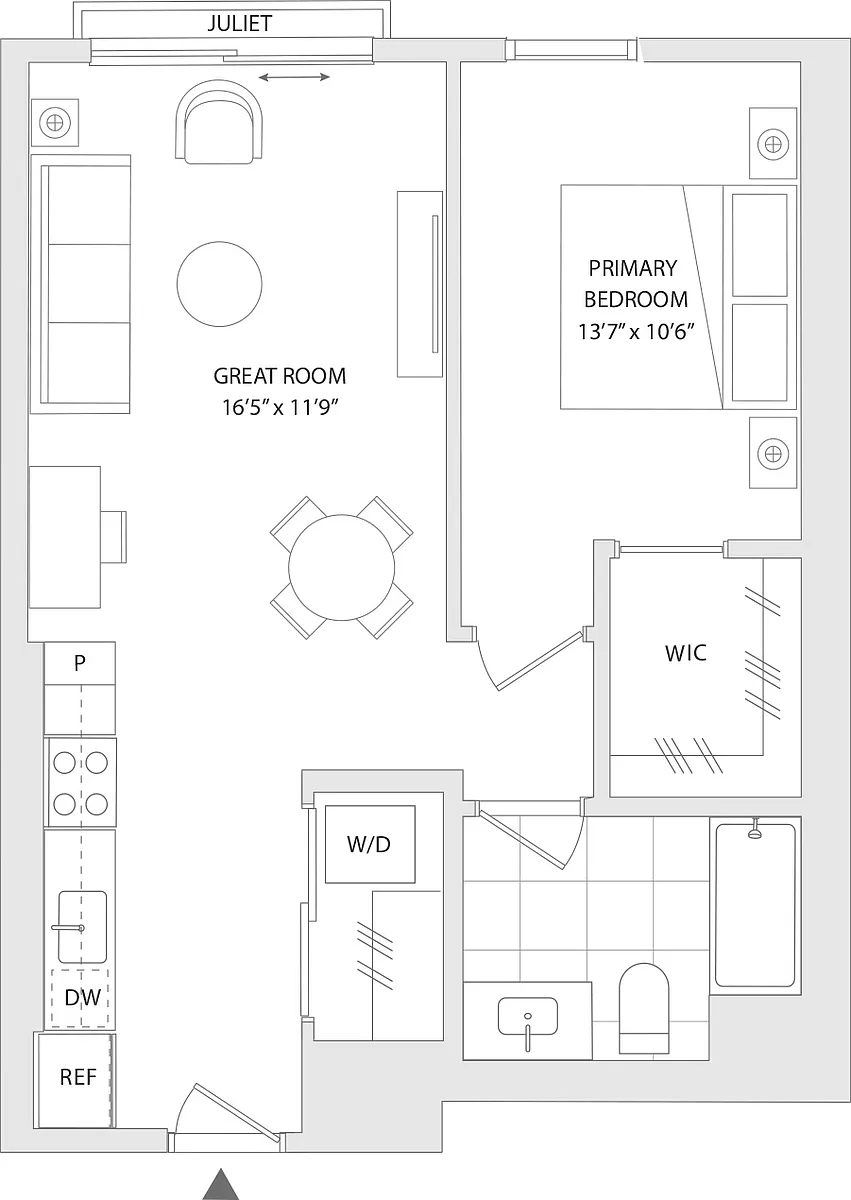 Floor plan 1 BR P
