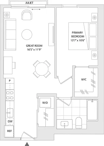 Floor plan 1 BR P