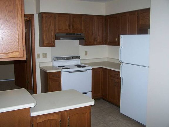 Spacious kitchen cabinets.